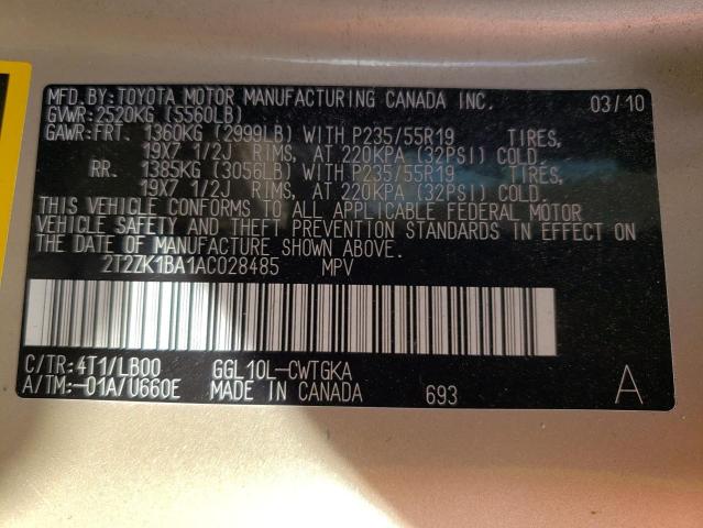 Photo 10 from auction – 2010 LEXUS RX 350 with VIN 2T2ZK1BA1AC028485