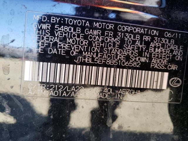 Photo 10 from auction – 2011 LEXUS LS 460 with VIN JTHBL5EF8B5106582