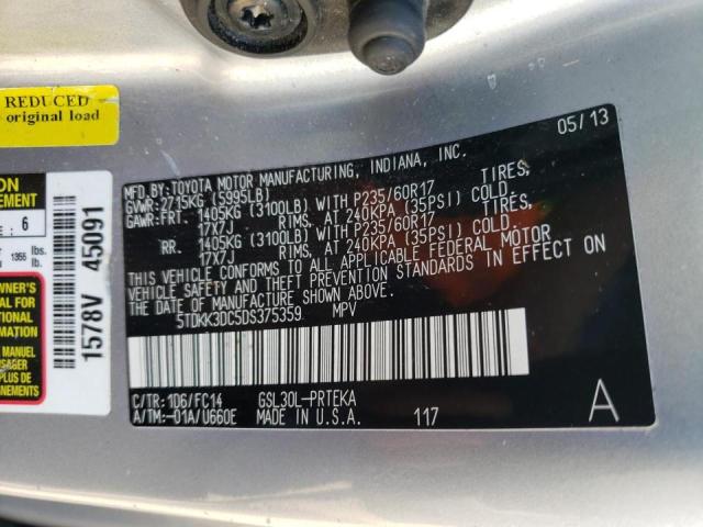 Photo 10 from auction – 2013 TOYOTA SIENNA LE with VIN 5TDKK3DC5DS375359