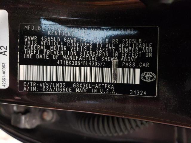 Photo 10 from auction – 2011 TOYOTA AVALON BAS with VIN 4T1BK3DB1BU430577