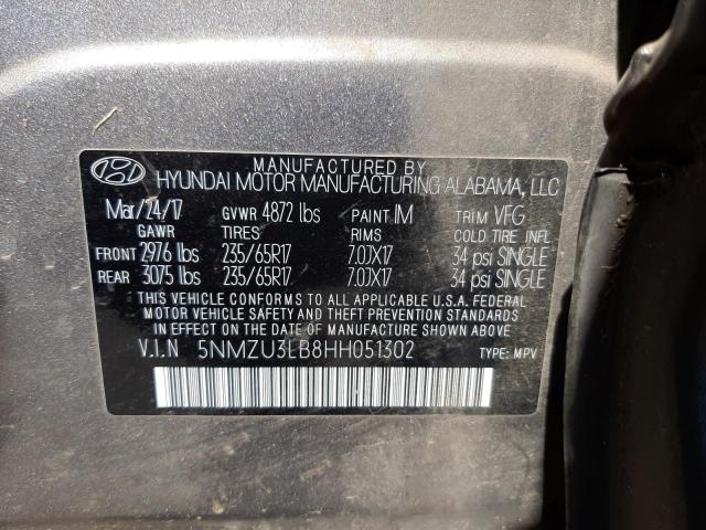 Photo 10 from auction – 2017 HYUNDAI SANTA FE S with VIN 5NMZU3LB8HH051302