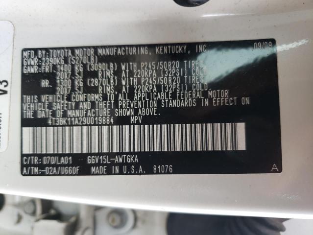 Photo 10 from auction – 2009 TOYOTA VENZA with VIN 4T3BK11A29U019884
