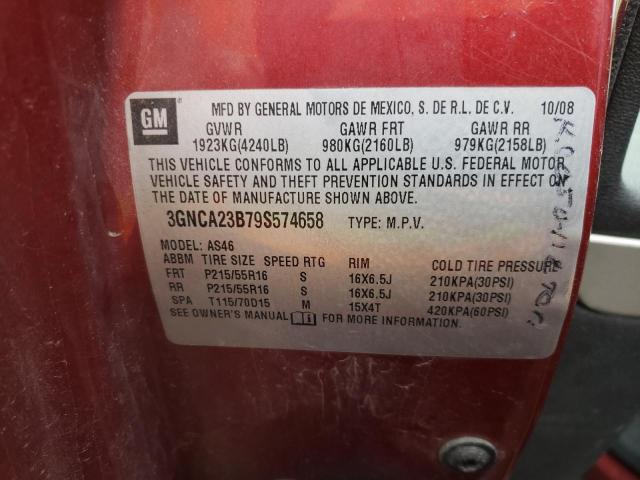 Photo 10 from auction – 2009 CHEVROLET HHR LT with VIN 3GNCA23B79S574658