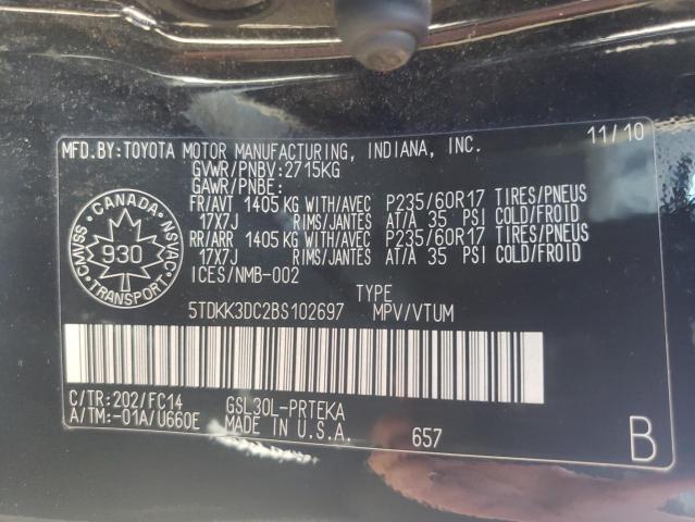 Photo 10 from auction – 2011 TOYOTA SIENNA LE with VIN 5TDKK3DC2BS102697