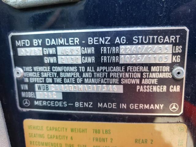 Photo 10 from auction – 1987 MERCEDES-BENZ 560 SEC with VIN WDBCA45D3HA317546
