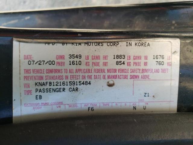 Photo 10 from auction – 2001 KIA SEPHIA BAS with VIN KNAFB121615915484