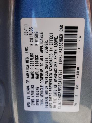 Photo 10 from auction – 2011 HONDA ACCORD LX with VIN 1HGCP2F30BA137671