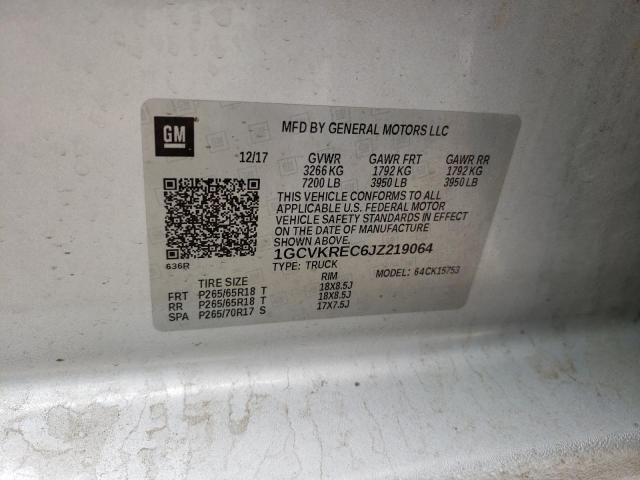 Photo 10 from auction – 2018 CHEVROLET SILVERADO with VIN 1GCVKREC6JZ219064
