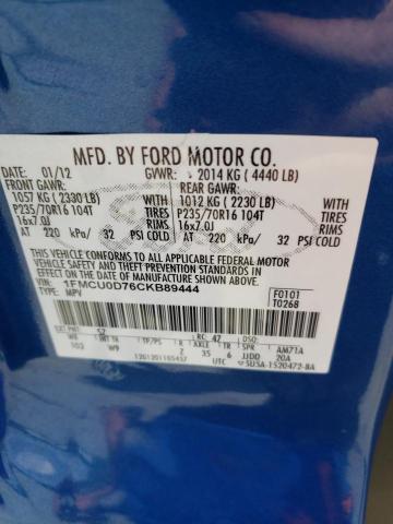 Photo 10 from auction – 2012 FORD ESCAPE XLT with VIN 1FMCU0D76CKB89444