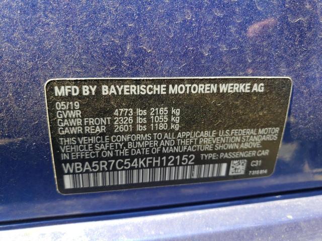 Photo 10 from auction – 2019 BMW 330XI with VIN WBA5R7C54KFH12152