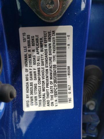 Photo 10 from auction – 2016 HONDA CIVIC EX with VIN 19XFC1F38GE004159