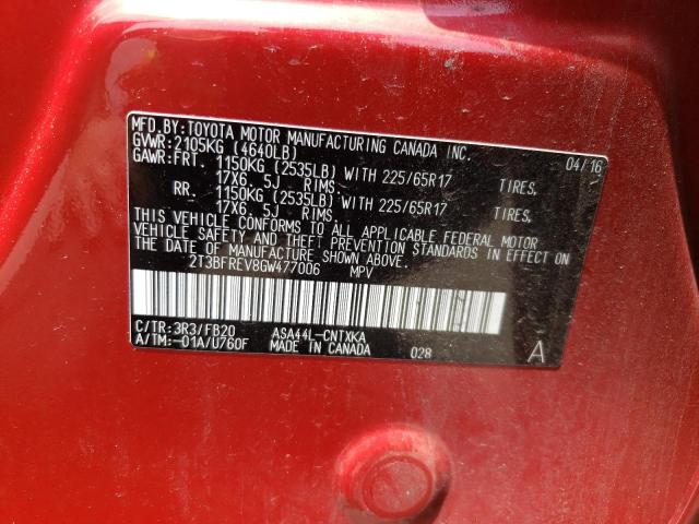 Photo 10 from auction – 2016 TOYOTA RAV4 LE with VIN 2T3BFREV8GW477006