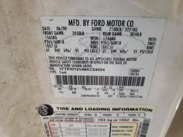 Photo 10 from auction – 2009 FORD F150 SUPER with VIN 1FTPW12V49KC54954
