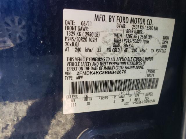 Photo 10 from auction – 2011 FORD EDGE LIMIT with VIN 2FMDK4KC8BBB42670
