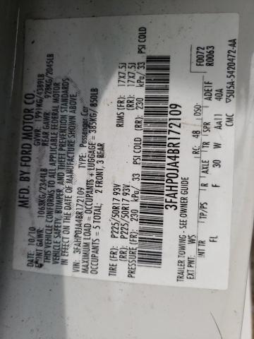 Photo 10 from auction – 2011 FORD FUSION SEL with VIN 3FAHP0JA4BR172109