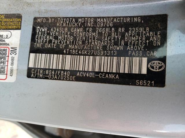 Photo 10 from auction – 2007 TOYOTA CAMRY with VIN 4T1BE46K27U591313
