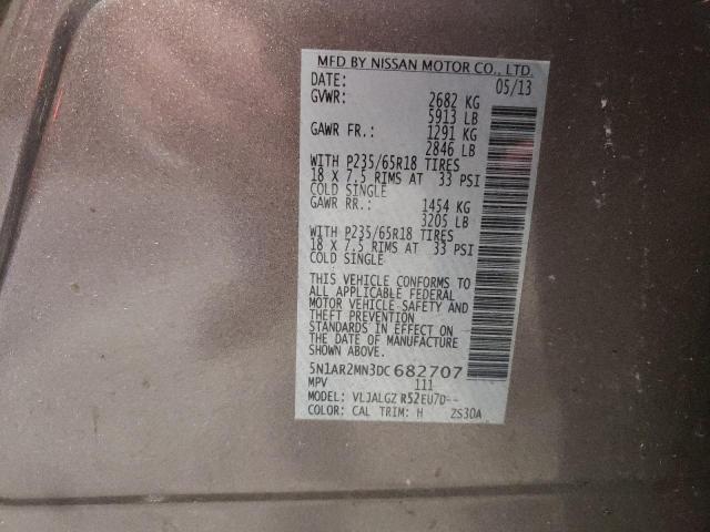 Photo 10 from auction – 2013 NISSAN PATHFINDER with VIN 5N1AR2MN3DC682707