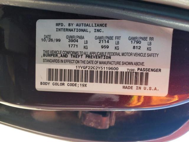 Photo 10 from auction – 2000 MAZDA 626 ES with VIN 1YVGF22C2Y5119600