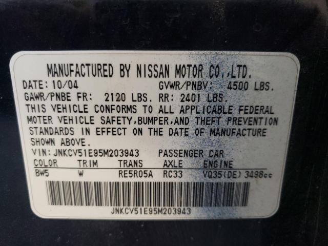 Photo 10 from auction – 2005 INFINITI G35 with VIN JNKCV51E95M203943