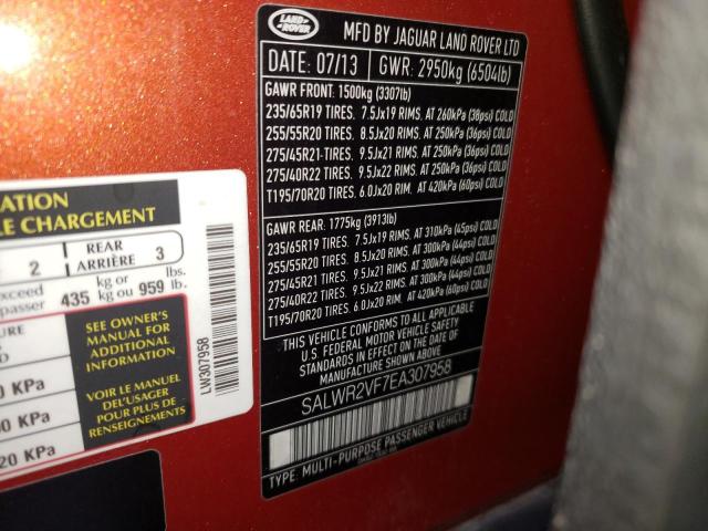 Photo 10 from auction – 2014 LAND ROVER RANGE ROVE with VIN SALWR2VF7EA307958