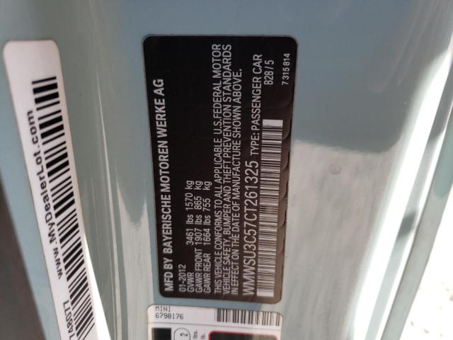 Photo 10 from auction – 2012 MINI COOPER with VIN WMWSU3C57CT261325