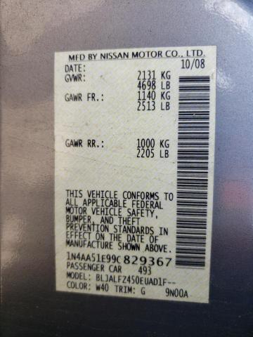 Photo 10 from auction – 2009 NISSAN MAXIMA S with VIN 1N4AA51E99C829367