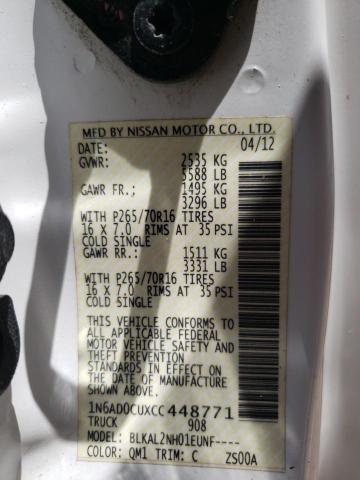 Photo 10 from auction – 2012 NISSAN FRONTIER S with VIN 1N6AD0CUXCC448771