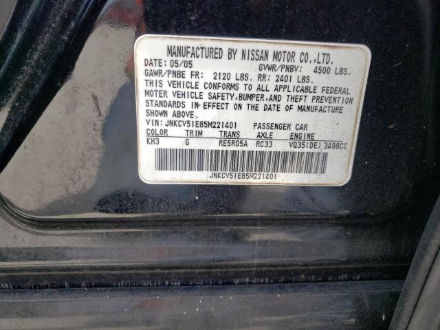 Photo 10 from auction – 2005 INFINITI G35 with VIN JNKCV51E85M221401