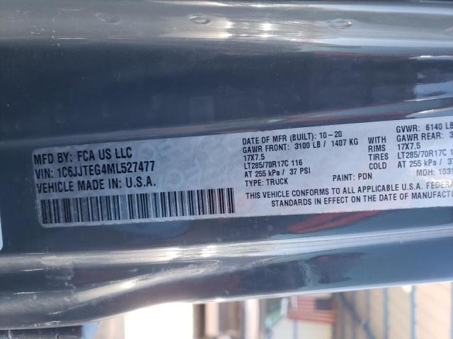 Photo 10 from auction – 2021 JEEP GLADIATOR with VIN 1C6JJTEG4ML527477