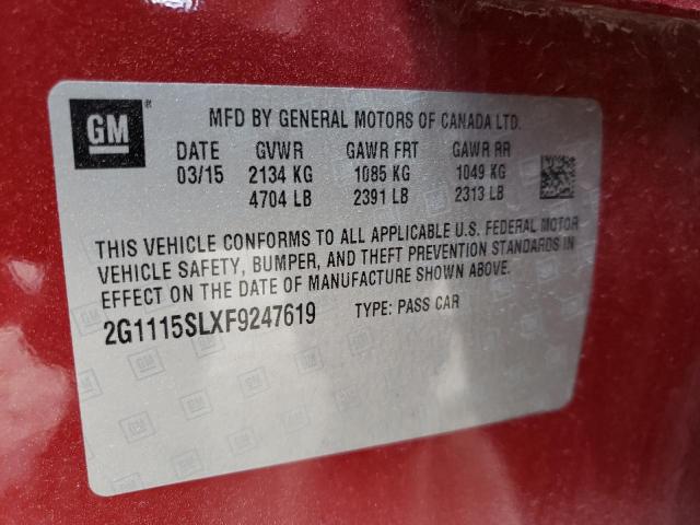 Photo 10 from auction – 2015 CHEVROLET IMPALA LT with VIN 2G1115SLXF9247619