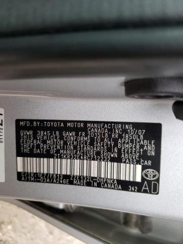 Photo 10 from auction – 2008 TOYOTA COROLLA MA with VIN 2T1KR32E48C712232
