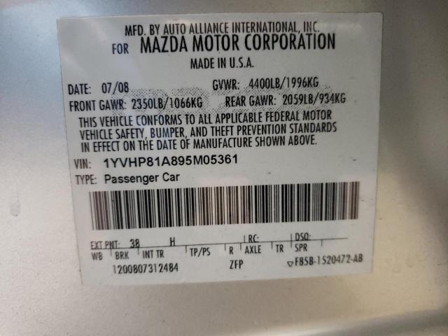 Photo 10 from auction – 2009 MAZDA 6 I with VIN 1YVHP81A895M05361