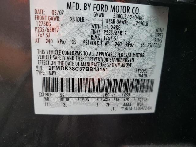 Photo 10 from auction – 2007 FORD EDGE SEL with VIN 2FMDK38C37BB13151