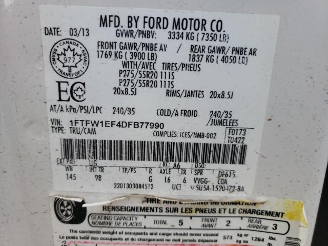 Photo 10 from auction – 2013 FORD F150 SUPER with VIN 1FTFW1EF4DFB77990