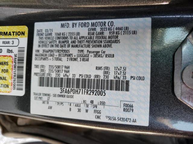Photo 10 from auction – 2015 FORD FUSION SE with VIN 3FA6P0H71FR292005