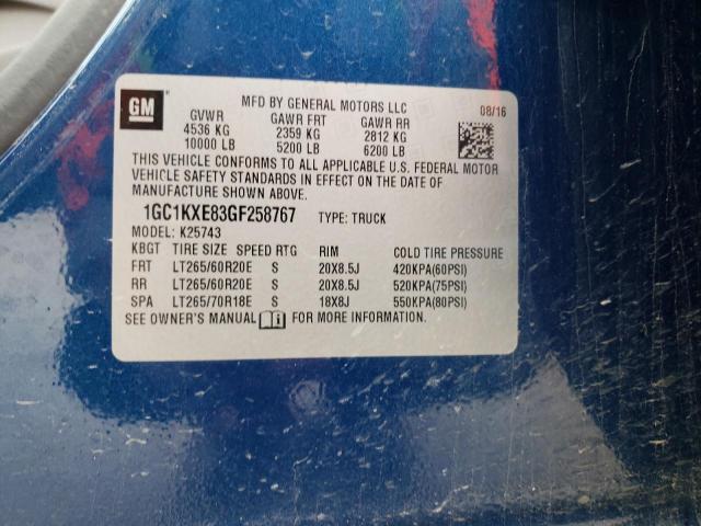 Photo 10 from auction – 2016 CHEVROLET SILVERADO with VIN 1GC1KXE83GF258767
