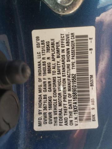 Photo 10 from auction – 2009 HONDA CIVIC with VIN 19XFA16589E019562