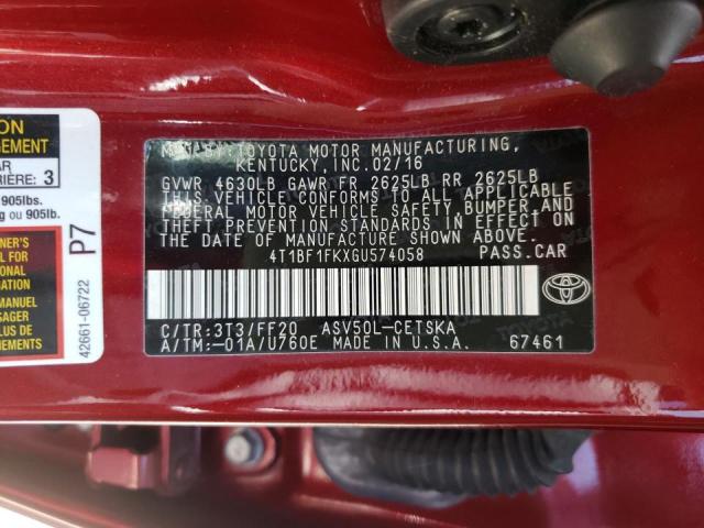 Photo 10 from auction – 2016 TOYOTA CAMRY LE with VIN 4T1BF1FKXGU574058