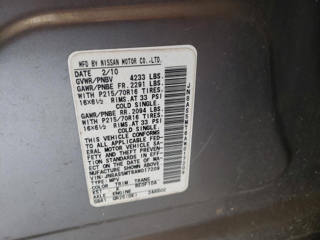 Photo 10 from auction – 2010 NISSAN ROGUE S with VIN JN8AS5MT6AW017209
