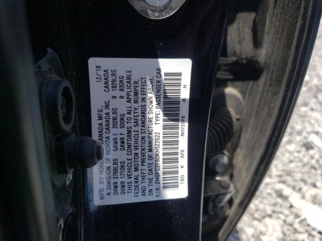 Photo 10 from auction – 2019 HONDA CIVIC LX with VIN 2HGFC2F60KH522622