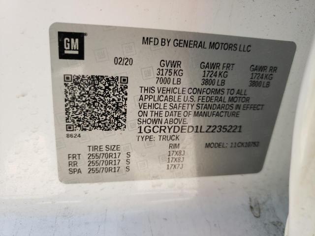 Photo 10 from auction – 2020 CHEVROLET SILVERADO with VIN 1GCRYDED1LZ235221
