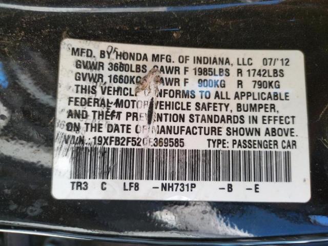 Photo 10 from auction – 2012 HONDA CIVIC LX with VIN 19XFB2F52CE369585