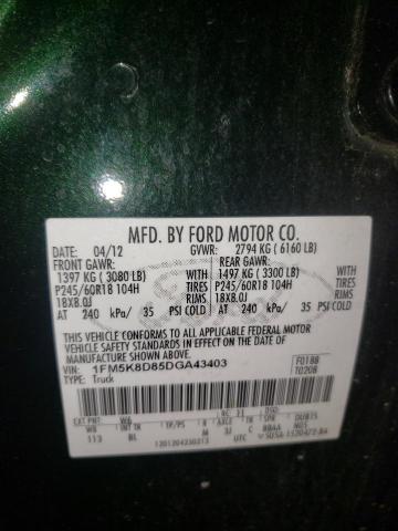 Photo 10 from auction – 2013 FORD EXPLORER X with VIN 1FM5K8D85DGA43403