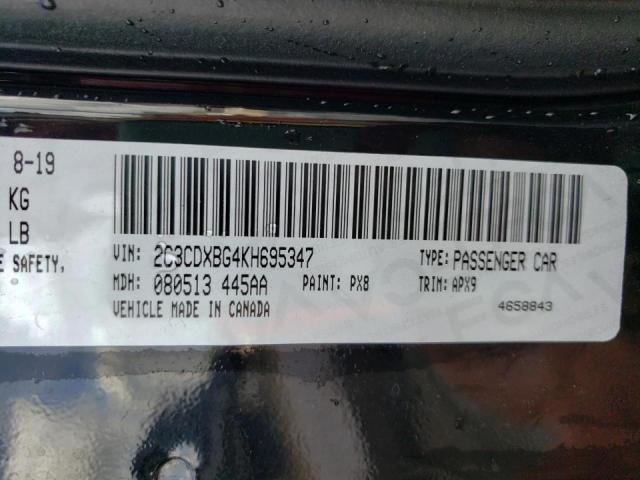 Photo 10 from auction – 2019 DODGE CHARGER SX with VIN 2C3CDXBG4KH695347