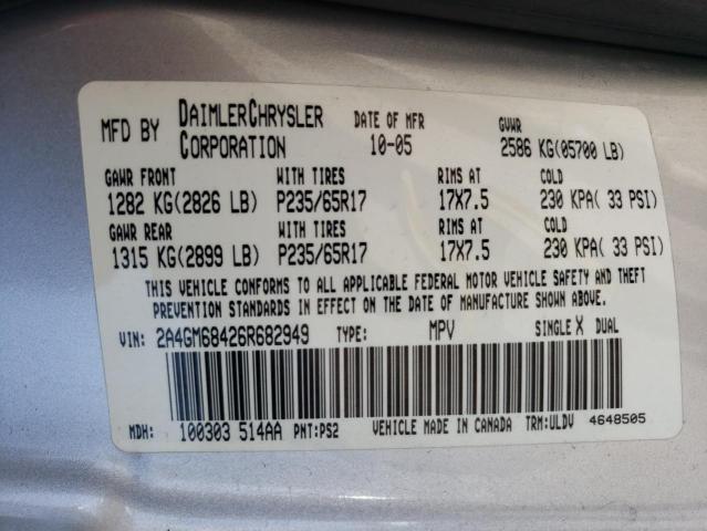 Photo 10 from auction – 2006 CHRYSLER PACIFICA T with VIN 2A4GM68426R682949