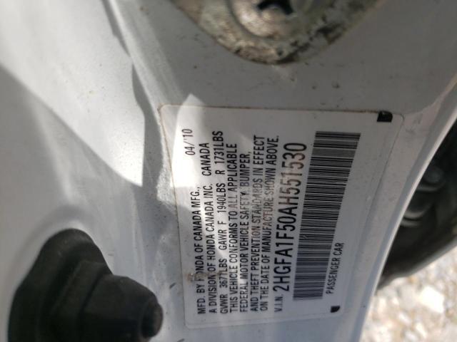 Photo 10 from auction – 2010 HONDA CIVIC with VIN 2HGFA1F50AH551530