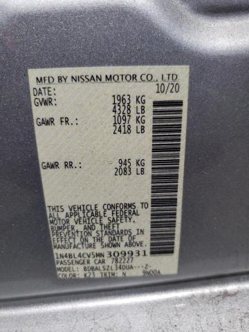 Photo 10 from auction – 2021 NISSAN ALTIMA SR with VIN 1N4BL4CV5MN309931