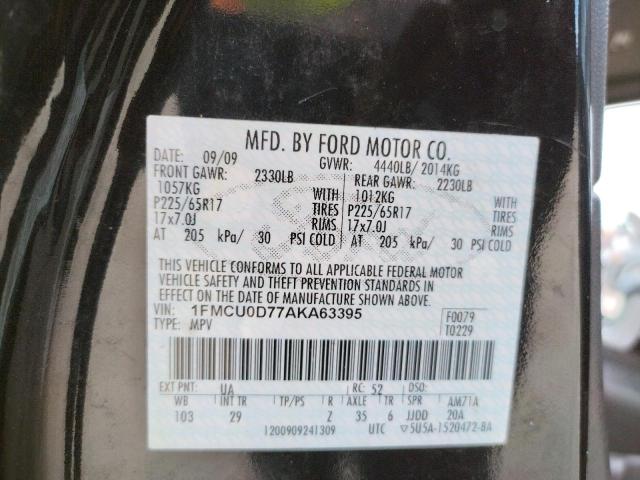 Photo 10 from auction – 2010 FORD ESCAPE XLT with VIN 1FMCU0D77AKA63395