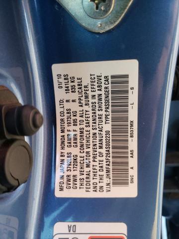 Photo 10 from auction – 2010 HONDA CIVIC HYBR with VIN JHMFA3F26AS002230