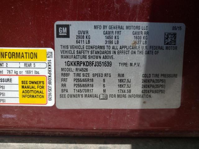 Photo 10 from auction – 2015 GMC ACADIA SLE with VIN 1GKKRPKD8FJ351639